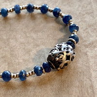 Blue Sapphire & Yemen Silver Necklace