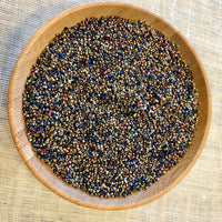 Steel Cut Beads: Silver & Bronze, Blue & Red Mix