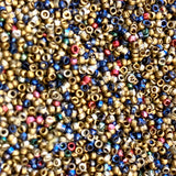 Steel Cut Beads: Silver & Bronze, Blue & Red Mix