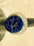 Lapis Carved Deer Ring