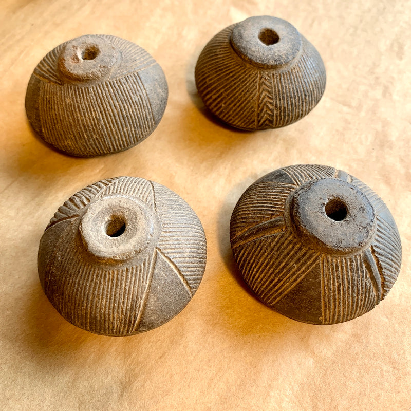 Spindle Whorl Beads From Mali. African Clay Pottery Spindle Whorls. TBW-224  