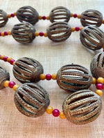 Large Brass/Bronze Basket Beads