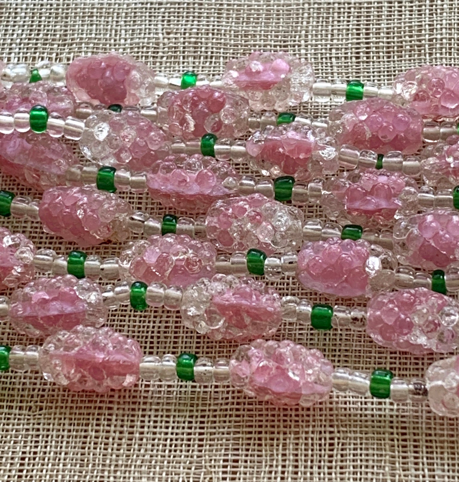 Vintage Multi Faceted Pink Bead Necklace