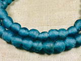 8mm Dusty Blue Recycled Glass Beads from Ghana