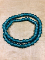 8mm Dusty Blue Recycled Glass Beads from Ghana