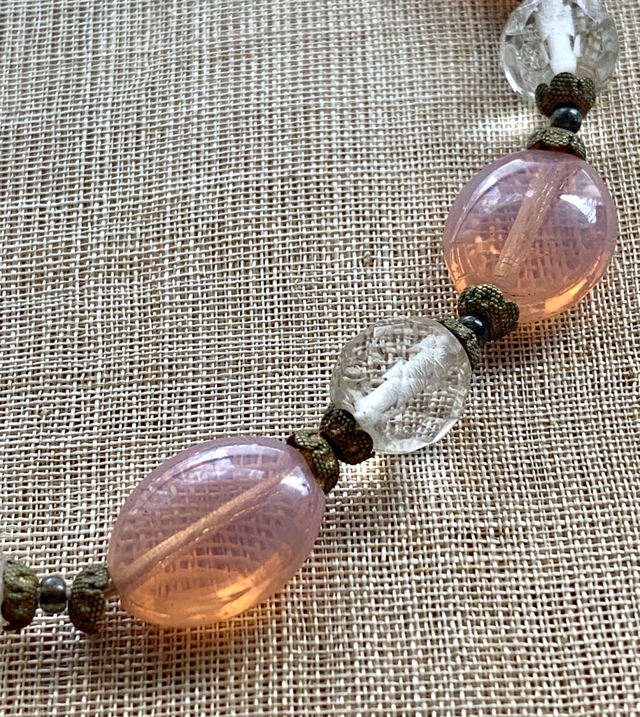 Vintage Pink Opal Glass Necklace