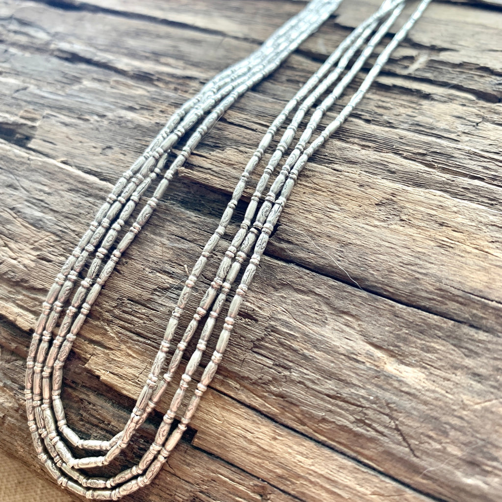 Thai Silver Tiny Collar Bugle Beads