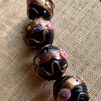 Four Black Venetian Wedding Cake Beads