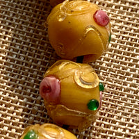 Antique Yellow Wedding Cake Beads, Strand