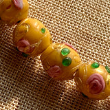 Antique Yellow Wedding Cake Beads, Strand