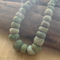 Strand of Old Green Hebron Glass Beads