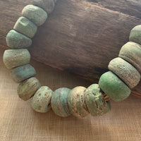 Strand of Old Green Hebron Glass Beads