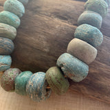 Strand of Old Blue Hebron Glass Beads