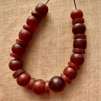 Antique Czech Carnelian Glass Mix