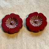Pair of Large Czech Glass Flowers, 4 Colors!
