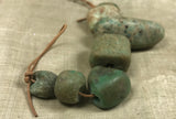 Short Strand of 7 Rare, Ancient Amazonite Beads