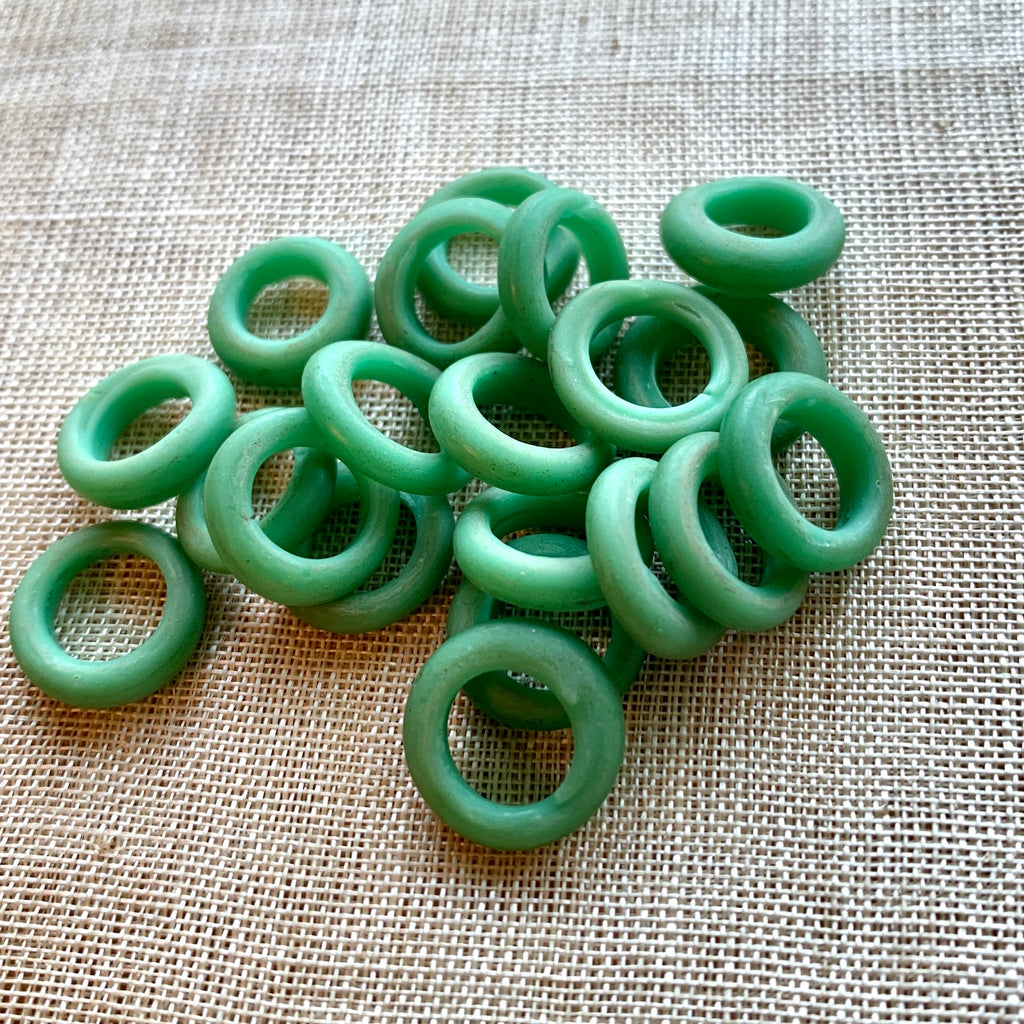 Opaque Green Glass Rings