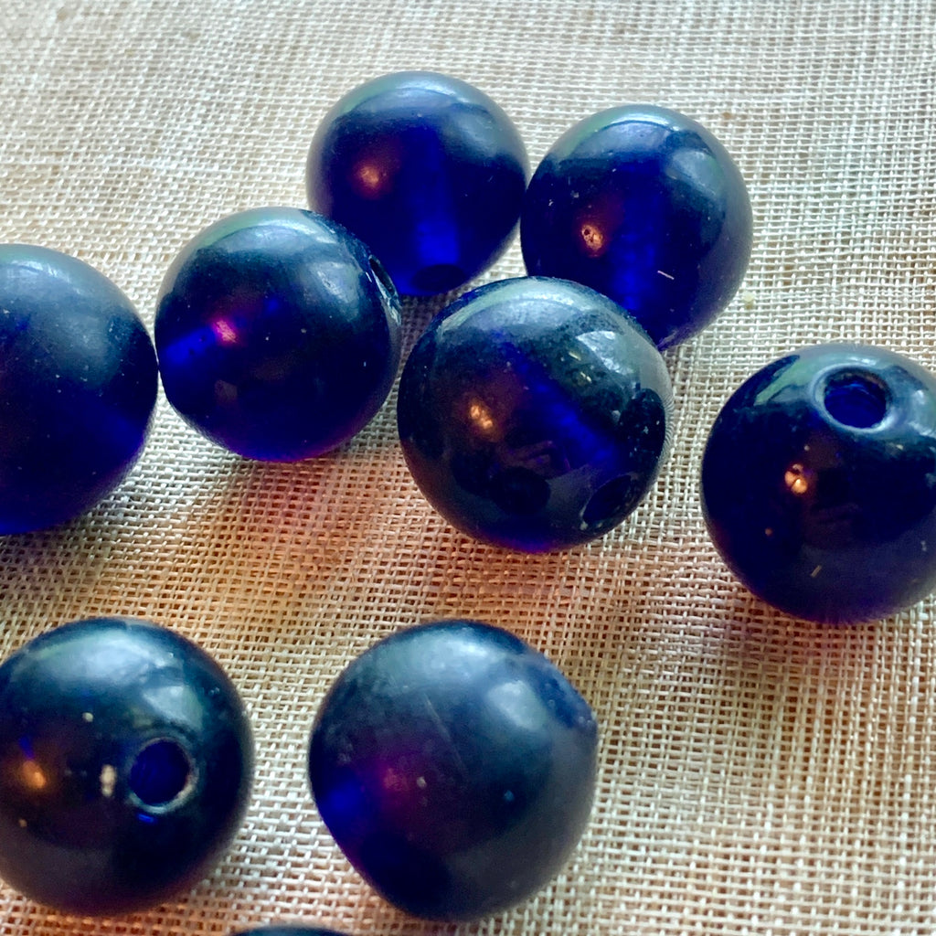 16mm Opaque Cobalt Glass Beads, 1800's