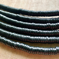 Antique Black Czech Glass Disc Beads