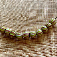 Set of 10 Small Round Watermelon Beads