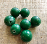 20mm Opaque Green Glass Beads, 1800's