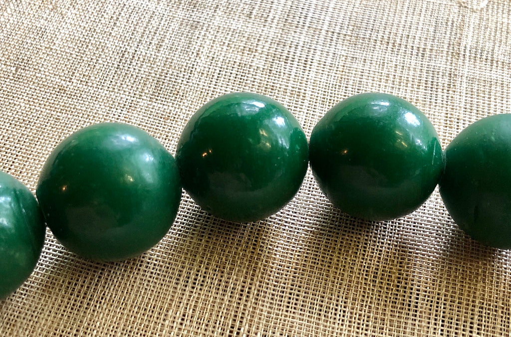 20mm Opaque Green Glass Beads, 1800's
