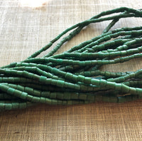 Green Cylindrical Glass Beads