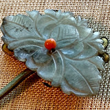 Antique Chinese Hair Pin, Jade & Coral