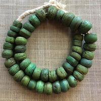 Strand of Old Green Hebron Glass Beads