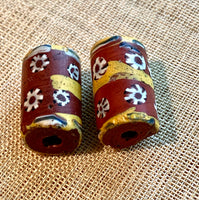 Brick-Red Mille Fiore Bead