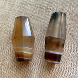 Pair of Antique Banded Agate Beads