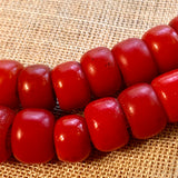 Bright Red Glass Padre Beads, Strand