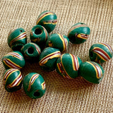 Rare Green with Stripes Glass Beads