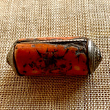Antique Coral Bead, Sterling Setting