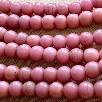 9mm Pink Pressed Glass Beads