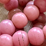 9mm Pink Pressed Glass Beads