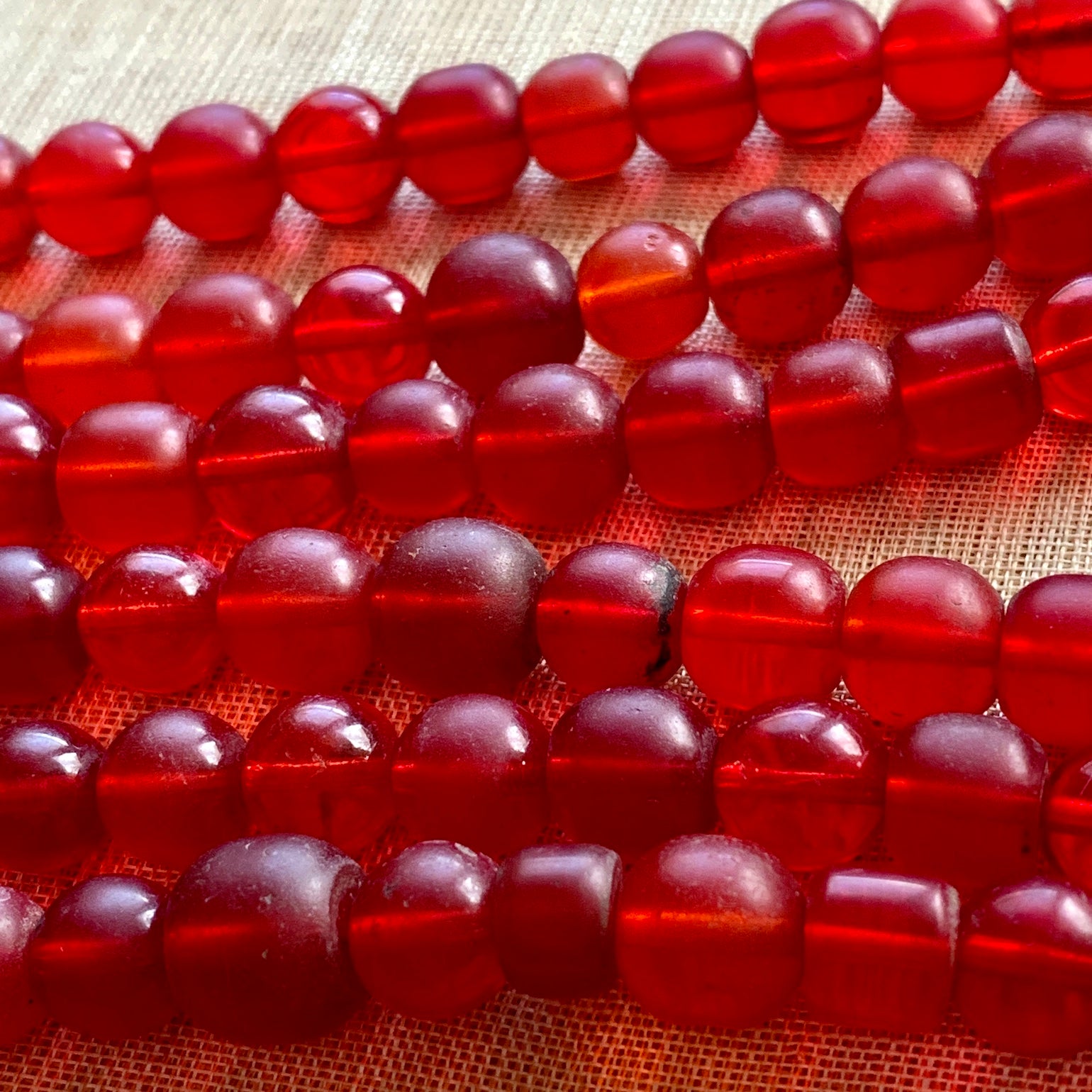 RUBYCA Red Crystal Beads, Silver Color Charms, Tibetan