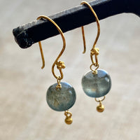Moss Aquamarine & 18 Karat Gold Earrings
