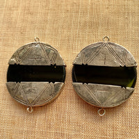 Pair of Silver and Black Agate Links, Mali