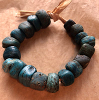 19 Dark Blue-Green Hebron Beads