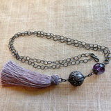 Light Purple Tourmaline Necklace with Tassel