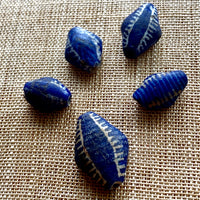 Blue Kiffa Bead, Imitating Cowry Shell
