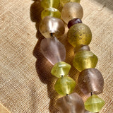 Purple & Jonquil Antique Glass Beads, 1700's