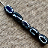 Dark Blue Oval Feather Bead