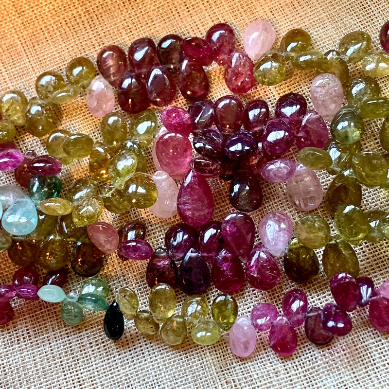 Elegant Multi Tourmaline Pear Shape Briolette , Multi Tourmaline Faceted Briolettes ,Sold By Strand on sale , 5x6.5-5x7 mm, 10