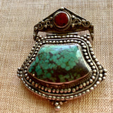Nepalese Pendant, Coral & Turquoise