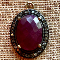 Faceted Ruby with Diamonds Pendant