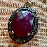 Faceted Ruby with Diamonds Pendant