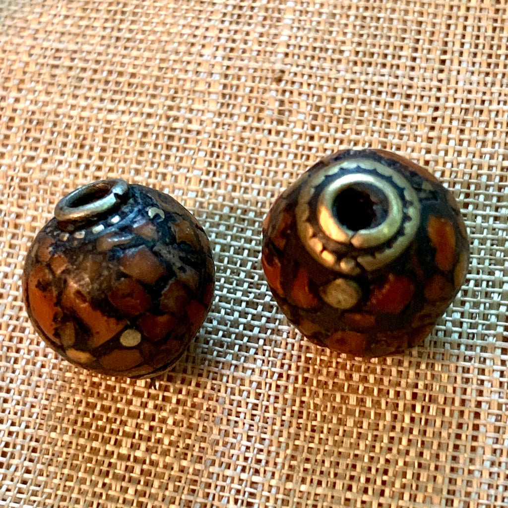 Crushed Coral & Brass Bead, Nepal
