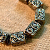 Tooled Rectangular Silver Beads, Nepal